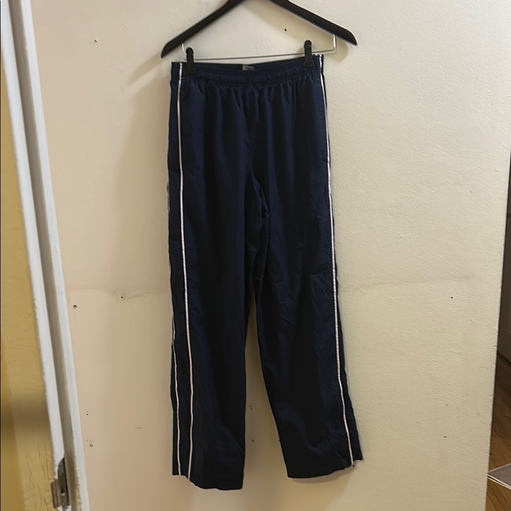 Champion Navy Blue Track Pants with White Side Stripes